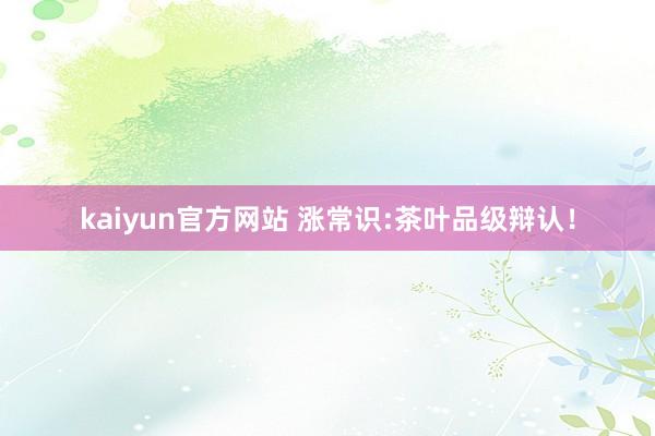 kaiyun官方网站 涨常识:茶叶品级辩认！