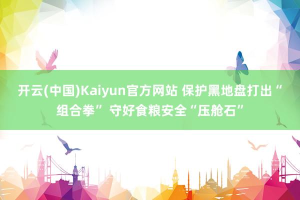 开云(中国)Kaiyun官方网站 保护黑地盘打出“组合拳” 守好食粮安全“压舱石”