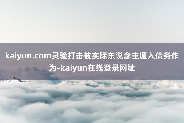 kaiyun.com灵验打击被实际东说念主遁入债务作为-kaiyun在线登录网址