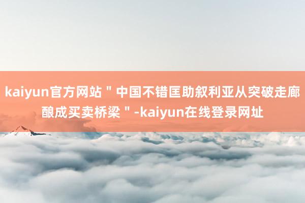 kaiyun官方网站＂中国不错匡助叙利亚从突破走廊酿成买卖桥梁＂-kaiyun在线登录网址