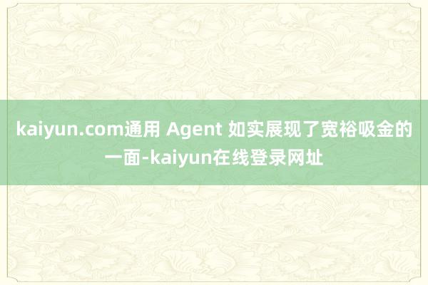 kaiyun.com通用 Agent 如实展现了宽裕吸金的一面-kaiyun在线登录网址